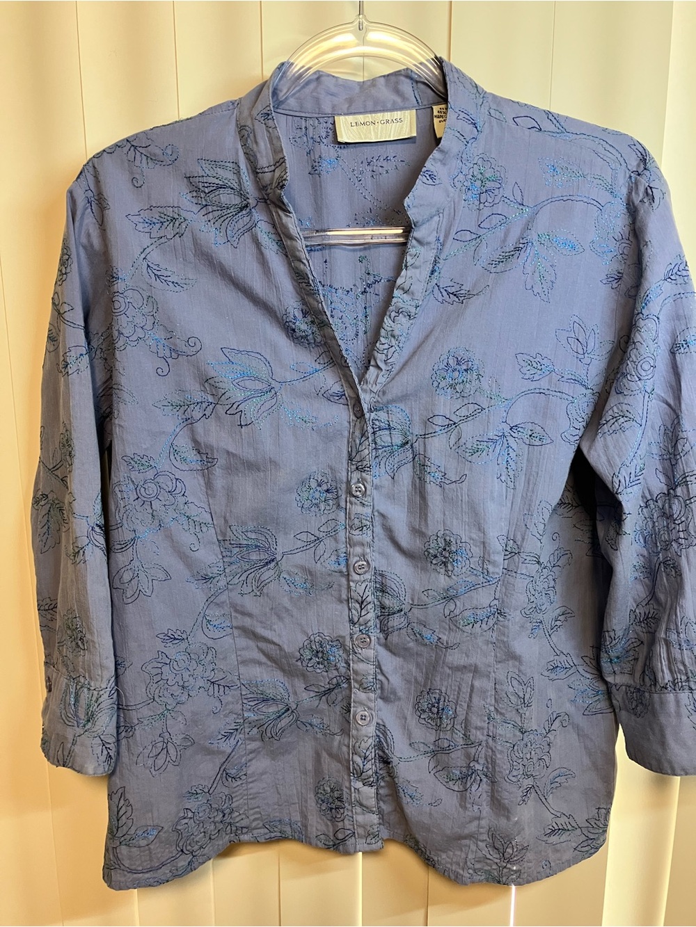 LEMON TREE Blue Floral Button-Front Men's Shirt